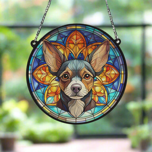 Chihuahua Black Stained Glass Effect Suncatcher